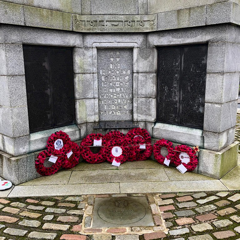 Shetland War Memorial at Hillhead, November 2020